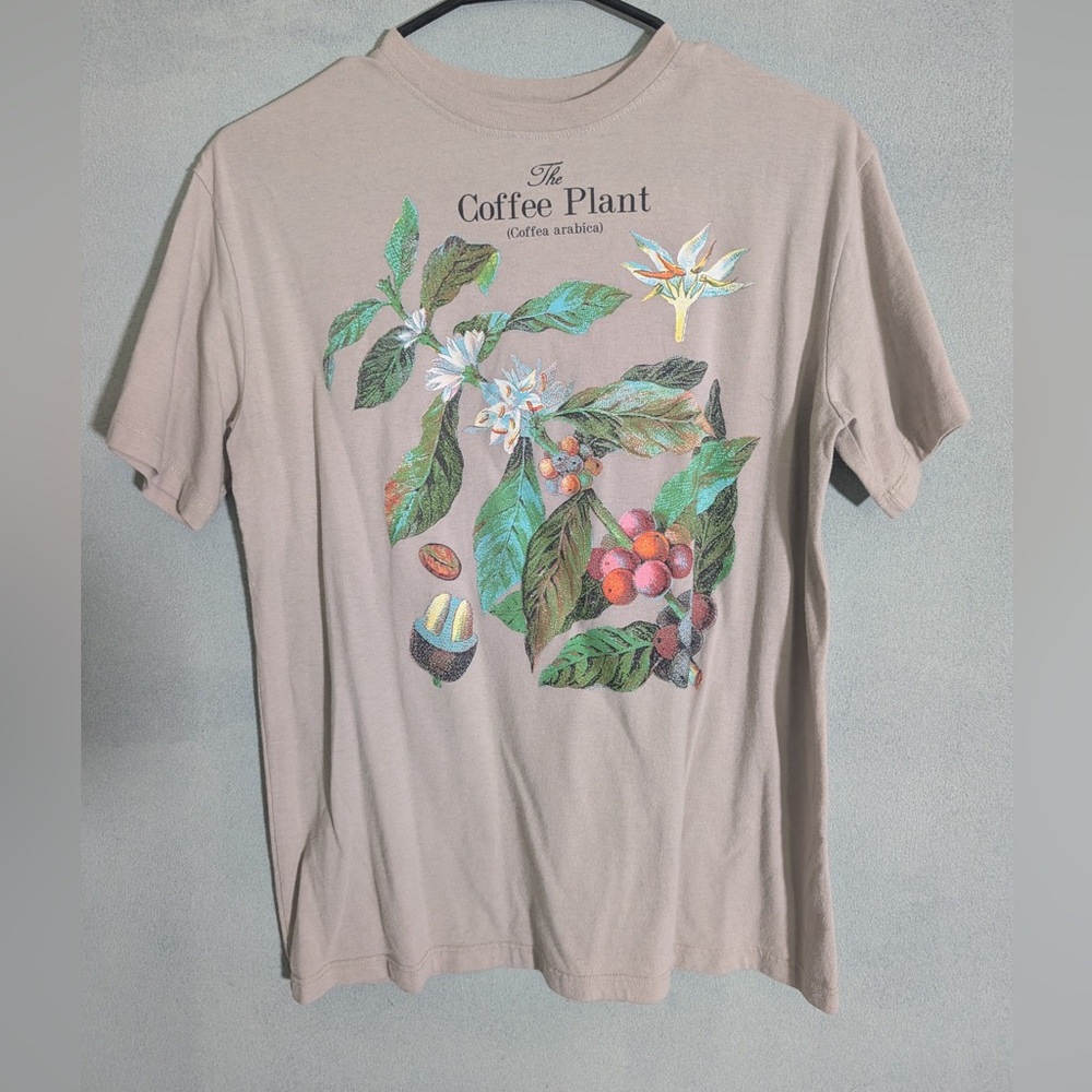 Fifth Sun Beige Coffee Plant Cotton Blend T-Shirt size Small